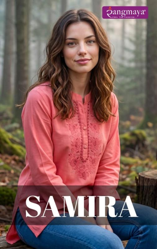 Rangmaya samira short top wholesale reyon kurti